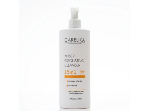 CARELIKA AMBER EXFOLIATING ŠVEIČIANTIS VEIDO VALIKLIS 15 IN 1 SU 2% GINTARO RŪGŠTIMI, 500ML